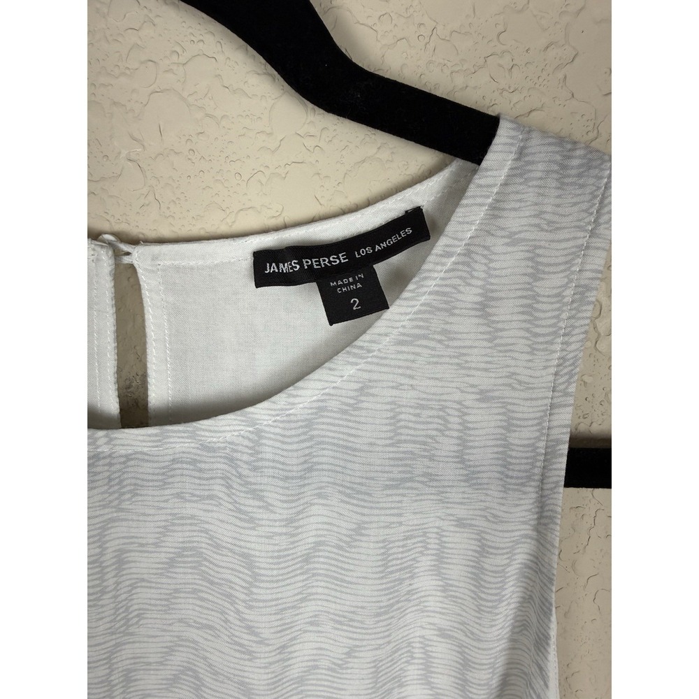 James Perse White and Grey Lined Tank Dress Quiet Luxury Minimalist Sz M - Picture 8 of 10